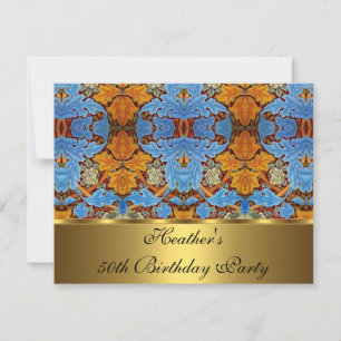 Convites Vintage Victorian Floral Rua James 1880 Dourado