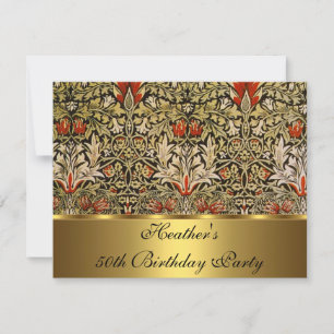 Convites Vintage Victorian Floral Snakeshead 1876 Dourado