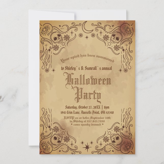 Convites Vintage Victorian Gothic Creepy Halloween Party (Frente)