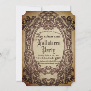 Convites Vintage Victorian Gothic Frame Sanody Halloween