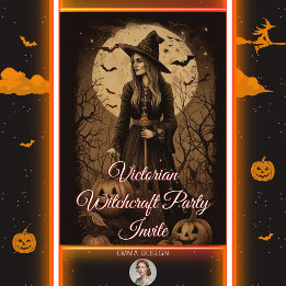Convites Vintage Victorian Witchcraft Halloween Party