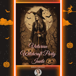 Convites Vintage Victorian Witchcraft Halloween Party