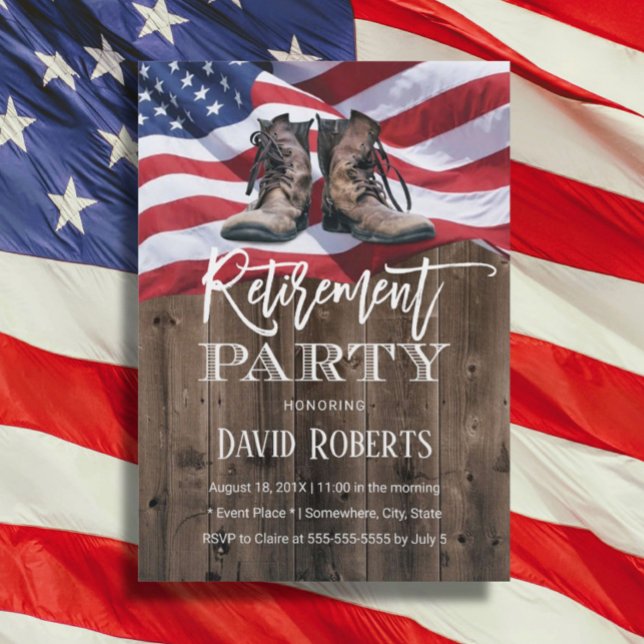 Convites Vintage Vintage Antigos Boots EUA Bandeira (Criador carregado)