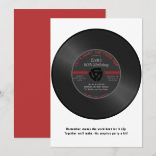 Convites Vintage Vinyl 45 Record Surprise Birthday Invitati