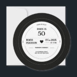 Convites Vintage Vinyl Record Milestone Aniversário<br><div class="desc">Adicione um toque de nostalgia à sua comemoração de aniversário com o nosso convite de aniversário personalizado para gravação de vinil. O design retrovisor deste convite certamente impressionará os seus convidados e dará o tom a uma festa divertida e temerária. O convite tem a forma de um registro de vinil...</div>