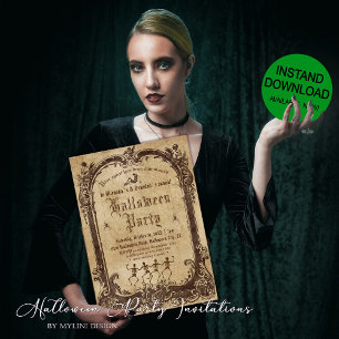 Convites Vintage, vitoriano, partido gótico do Halloween