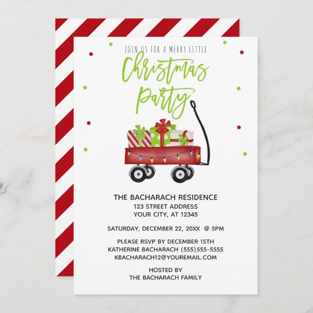Convites Vintage Wagon Farmhouse Christmas Holiday Party (Frente/Verso)