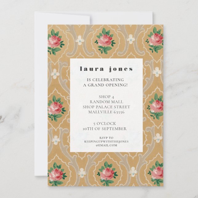 Convites Vintage Wallpaper Pattern Fashion Designer Party (Frente)