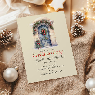 Convites Vintage Watercolor Blue Doce Natal