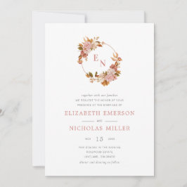 Convites Vintage Watercolor Floral Wreath Wedding