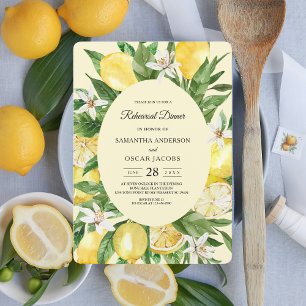 Convites Vintage Watercolor Yellow Lemons Frame