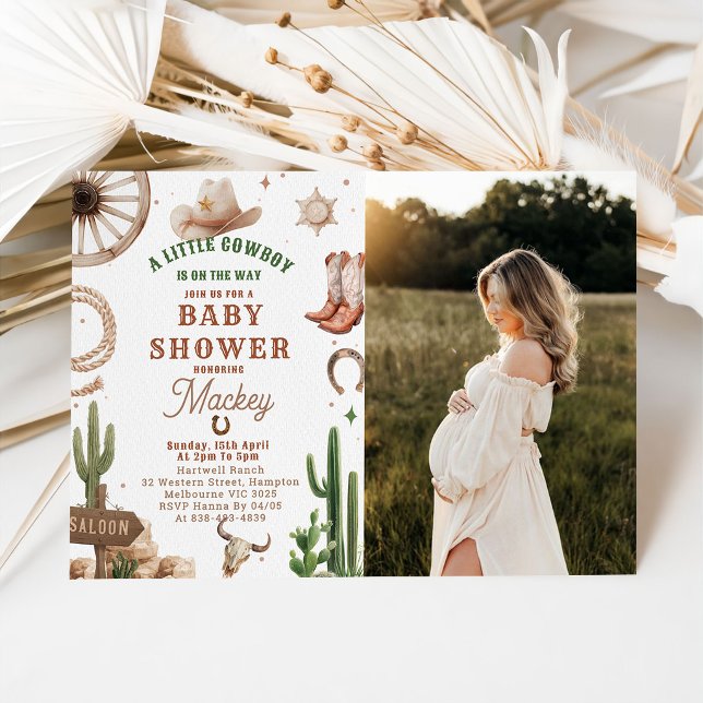 Convites Vintage Western Cowboy Baby shower Invitation  (Criador carregado)