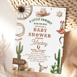 Convites Vintage Western Cowboy Baby shower Invitation 