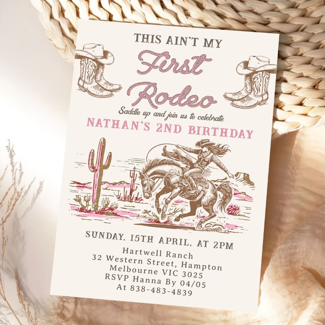 Convites Vintage Western Cowboy Birthday Invitation  (Criador carregado)