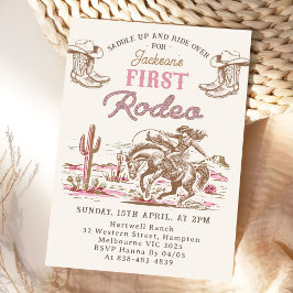 Convites Vintage Western Cowboy First Rodeo Invitation 