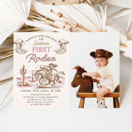 Convites Vintage Western Cowboy First Rodeo Invitation 