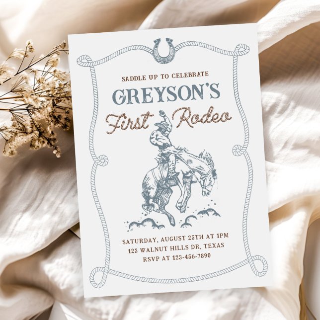 Convites Vintage Western Cowboy Primeiro primeiro aniversar (Criador carregado)