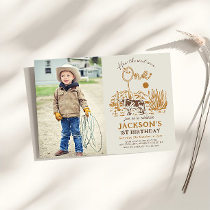 Convites Vintage Western Cowboy Primeiro Rodeo Foto de Aniv