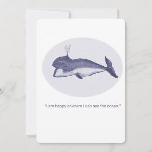 Convites Vintage Whale Notecard, Papel: Matte, Enve