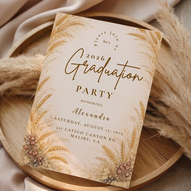 Convites Vintage Wheat Field Graduation Party (Criador carregado)