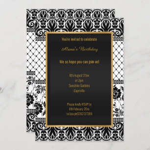 Convites Vintage White BLACK Lace Ocasionalmente