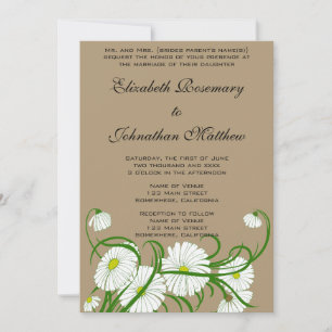 Convites Vintage White Gerber Daisy Flowers