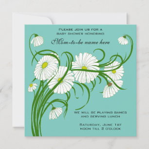 Convites Vintage White Gerber Daisy Flowy Chá de fraldas