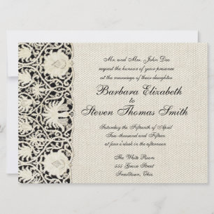 Convites Vintage White Lace e Linen