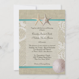 Convites Vintage White Lace Ocean Romance