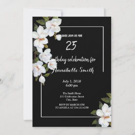 Convites Vintage White Rose Birthday