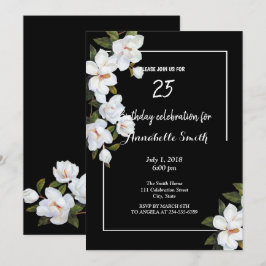 Convites Vintage White Rose Birthday