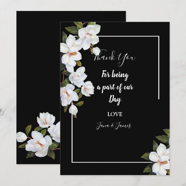 Convites Vintage White Rose obrigado (Frente/Verso)