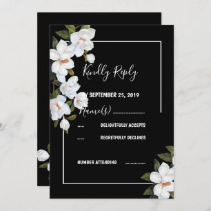 Convites Vintage White Rose RSVP