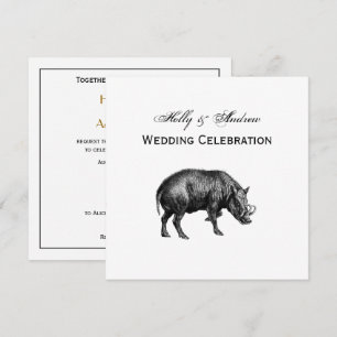Convites Vintage Wild Boar Draar BW