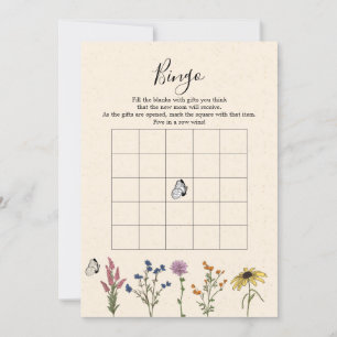 Convites Vintage Wildflower Chá de fraldas Bingo Game