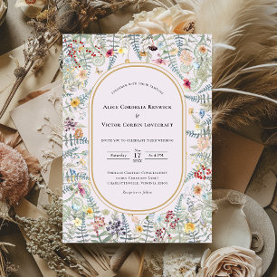 Convites Vintage Wildflower Fern Lavanda Casamento