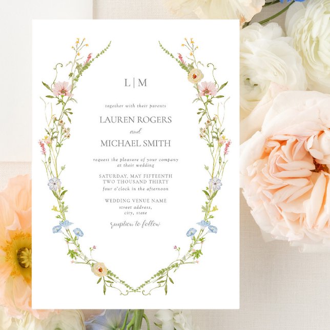 Convites Vintage Wildflower Garden Monograma Casamento (Wedding Invitation!)