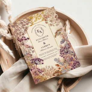 Convites Vintage Wildflower Meadow Wedding