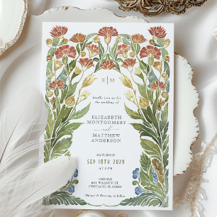 Convites Vintage Wildflower Watercolor Casamento