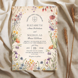 Convites Vintage Wildflowers Garden Wedding Invitation