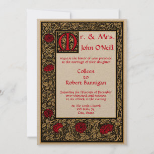 Convites Vintage William Morris Kelmscott Press Floral Rosa