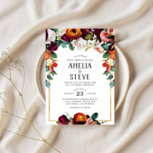 Vintage Wine, Blush & Burnt Orange Floral Invitage