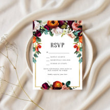 Vintage Wine, Blush & Burnt Orange Floral RSVP