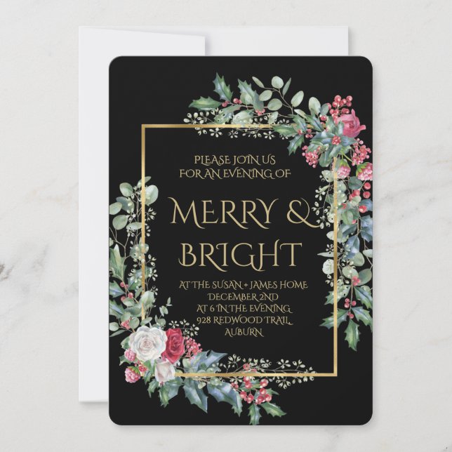 Convites Vintage Winter Botanical Christmas Elegance (Frente)