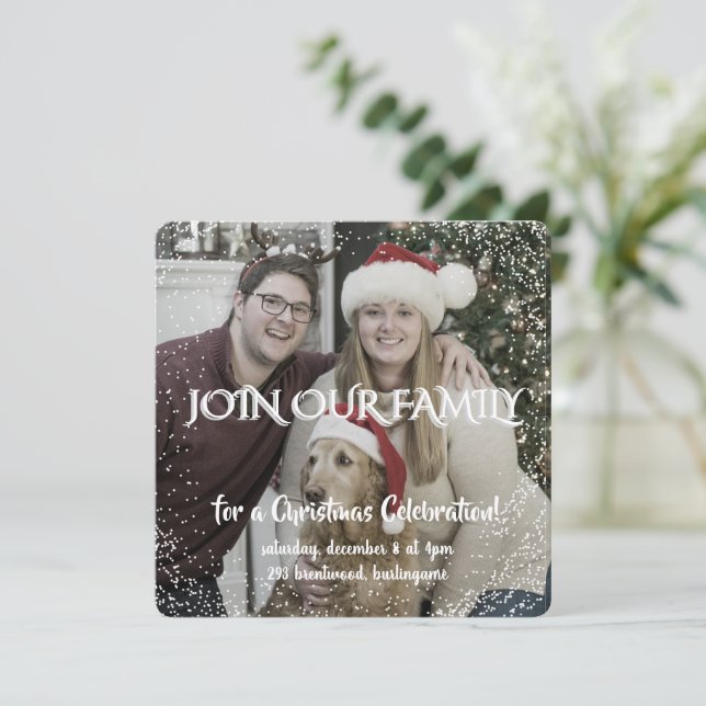 Convites Vintage Winter Christmas Elegance Personalized  (Em pé/Frente)