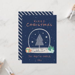 Convites Vintage Winter Snow Night Christmas Card