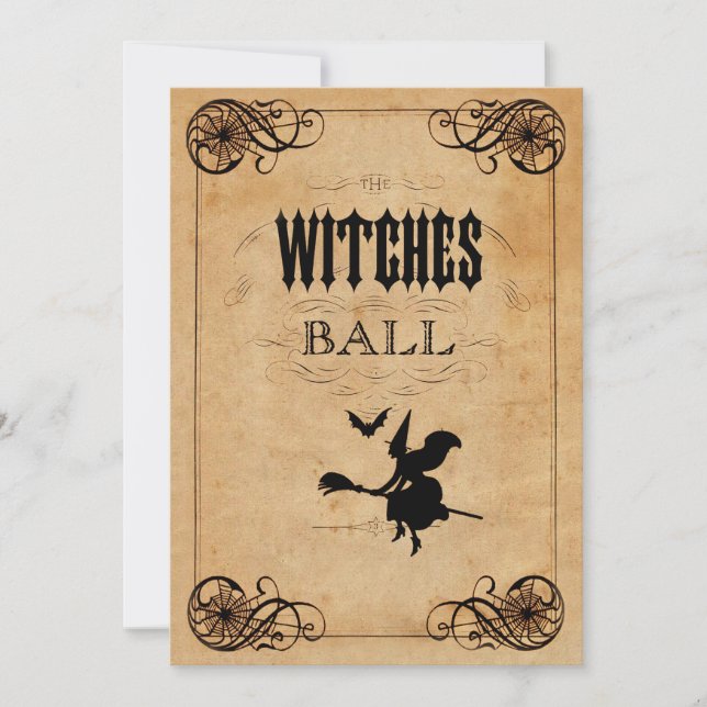 Convites Vintage Witches Ball Quinceañera Dupla Lado (Frente)