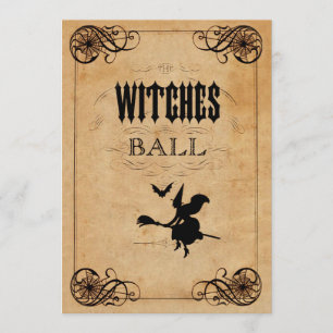 Convites Vintage Witches Ball Quinceañera Dupla Lado