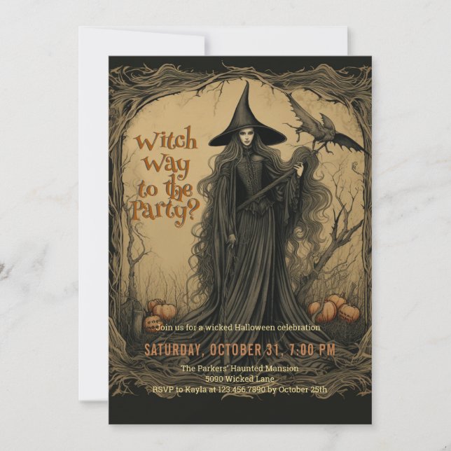 Convites Vintage Witold Party Halloween (Frente)