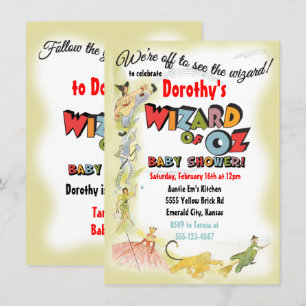 Convites Vintage Wizard de Oz Baby Shower Invtions